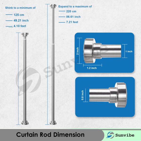 Extendable Shower Curtain Tension Rod - No Drilling, Anti-Skid, Silver Finish - Image 2