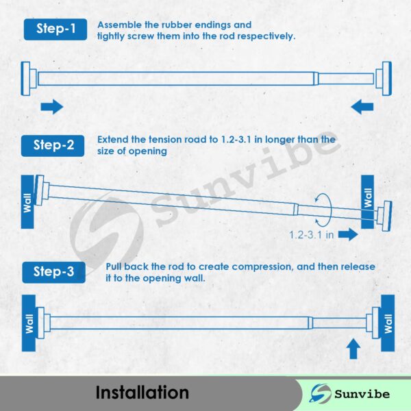 Extendable Shower Curtain Tension Rod - No Drilling, Anti-Skid, Silver Finish - Image 6