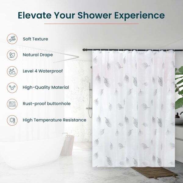 Soft Texture Waterproof Shower Curtain - Pack of 2 for Elegant Bathrooms - Image 3