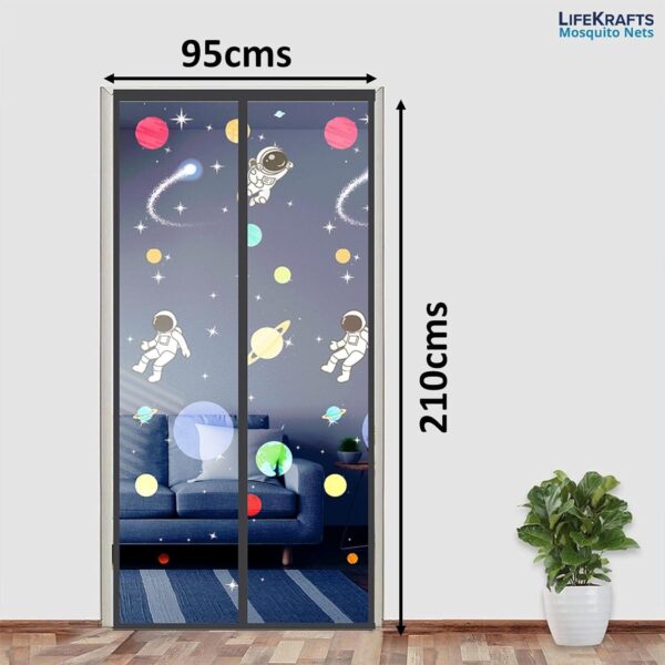 Polyester Mosquito Net with Magnets for All Door Types - Dark Blue Design - Image 3