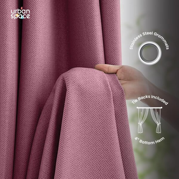 Elegant Drift Pink Blackout Curtains for Doors - 100% Light Blocking, 7 Feet - Image 4