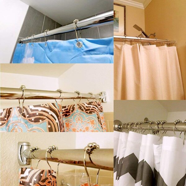 Durable Metal Shower Curtain Rings: Rust-Proof Stainless Steel Hooks Set of 12 - Image 3