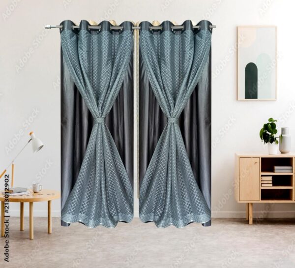 Woven Wonder 2-in-1 Double Curtains: Stylish 80% Blackout for Any Room - Image 2