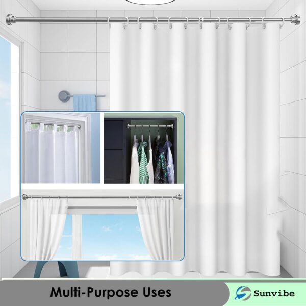 Extendable Shower Curtain Tension Rod - No Drilling, Anti-Skid, Silver Finish - Image 9