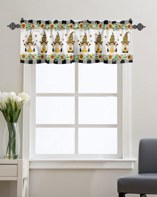 Charming Farm Bee Gnomes Valance Curtains for a Cozy Kitchen Decor - Image 3