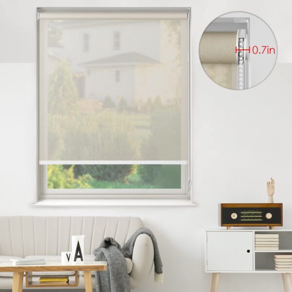 Light Filtering Roller Shades for Living Rooms and Home Offices in Beige - Image 2