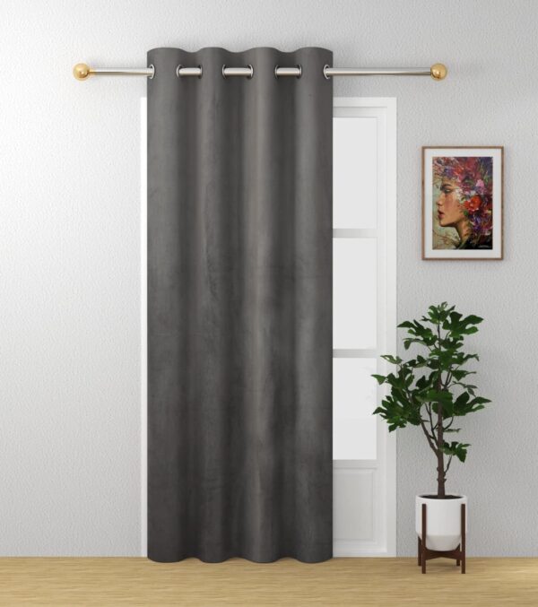 Luxurious Dark Grey Plush Velvet Curtains for Home Window and Door Decor - Image 8