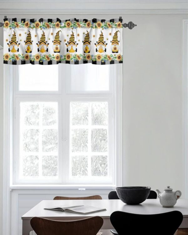 Charming Farm Bee Gnomes Valance Curtains for a Cozy Kitchen Decor - Image 7