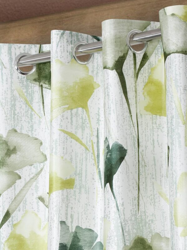 Stylish Green Abstract Eyelet Curtains for a Chic Garden Look - Image 2