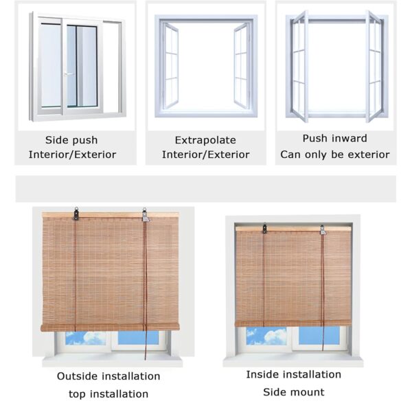 Bamboo Roman Shades: Natural Light Filtering Window Blinds for Home & Outdoor Spaces - Image 8