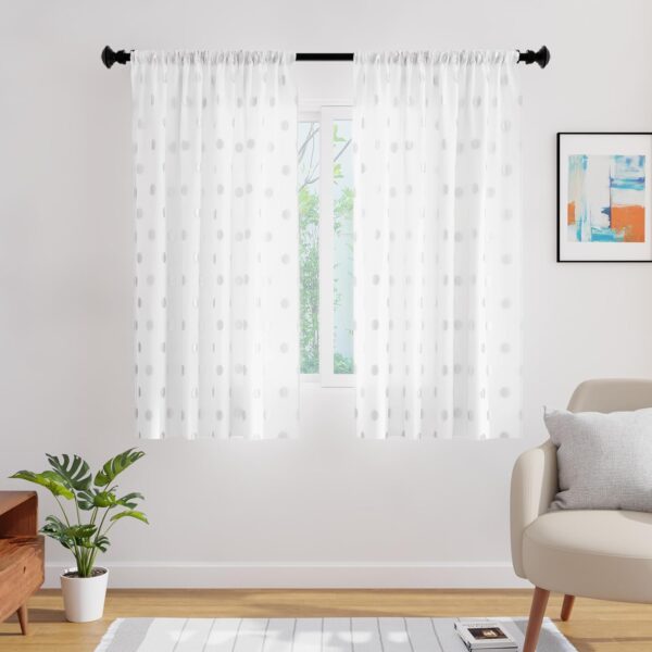 Elegant Light-Filtering Polyester Curtains Set for Kitchen and Living Room - Image 2