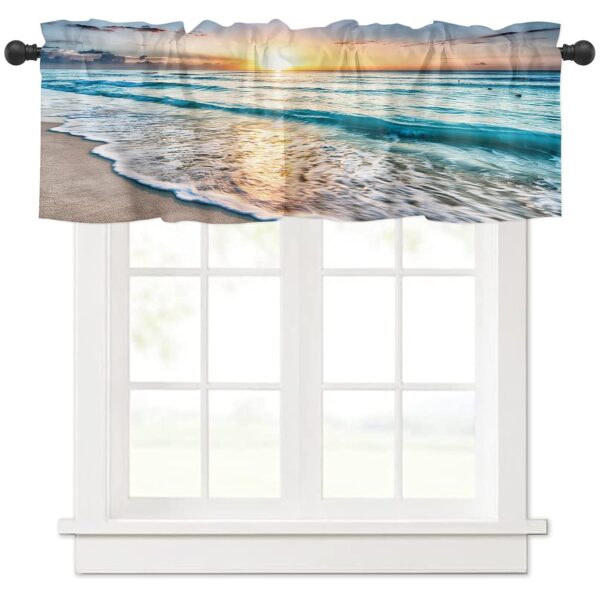 Beautiful Sunset Seascape Semi-Sheer Valance Curtains for Living Room Decor - Image 3