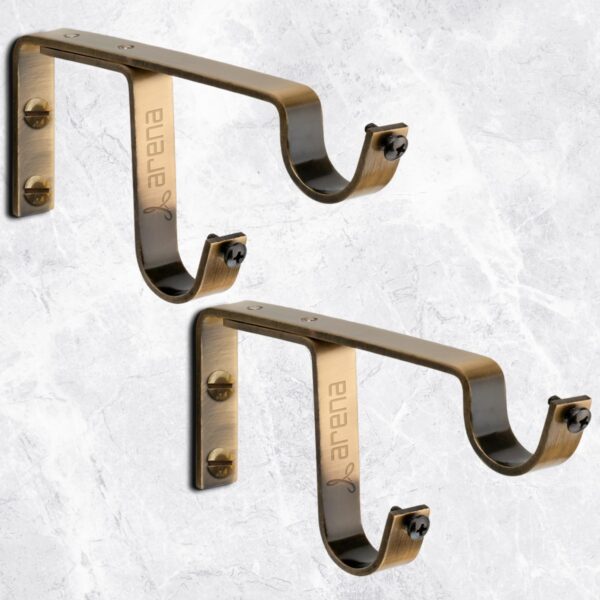 Antique Brass Double Curtain Rod Brackets - Heavy Duty Stainless Steel Holders - Image 7