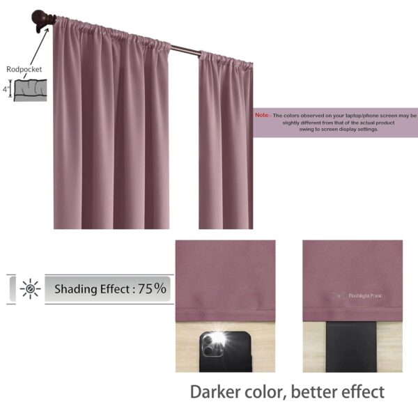 Solid Lavender Blackout Curtains - 7 Feet Privacy Drapes Set of 2 - Image 2