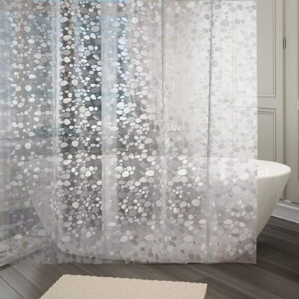 Kuber Industries Washable PVC Shower Curtain - 9ft Transparent White Design - Image 3