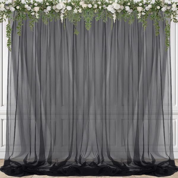 Elegant Black Tulle Net Curtains for Weddings, Parties, and Photo Shoots - Image 2