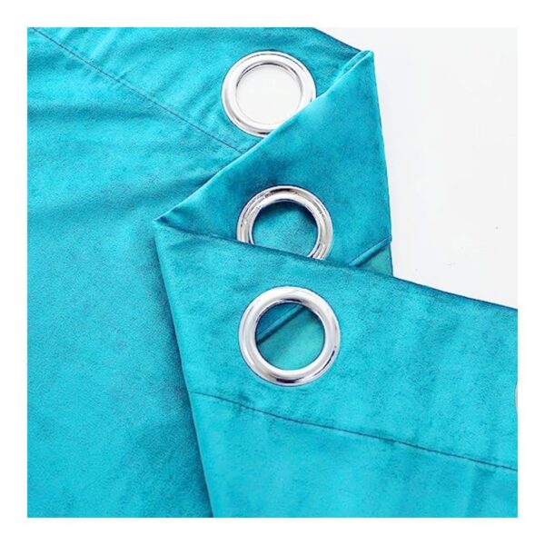 Umi Velvet Eyelet Door Curtains in Teal for Living Room and Bedroom - Image 3