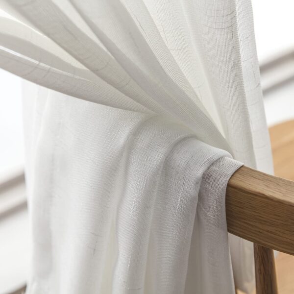 Farmhouse Style White Sheer Curtains for Rustic Living Room Decor - Image 5