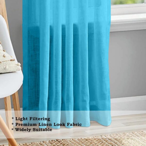 Elegant 8-Foot Royal Blue Linen Textured Sheer Curtain for Doors - Image 7