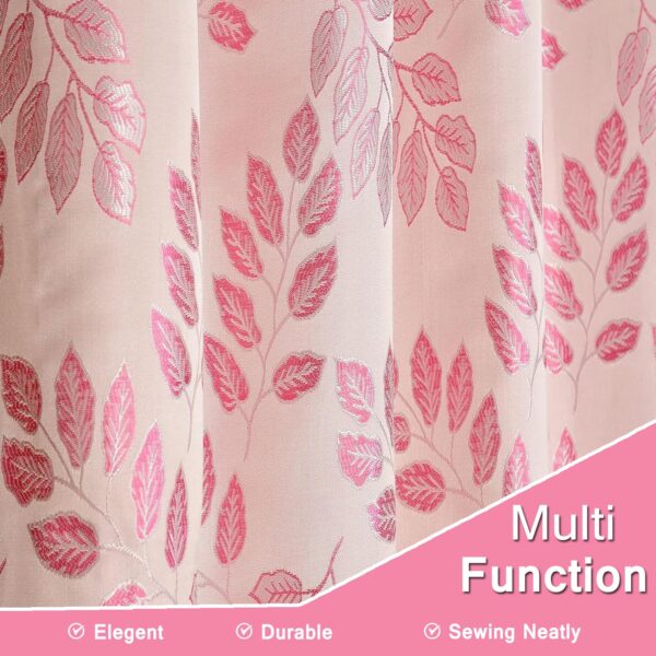 Premium Pink Jacquard Window Curtains - Modern 5 Feet Long Eyelet Design - Image 4