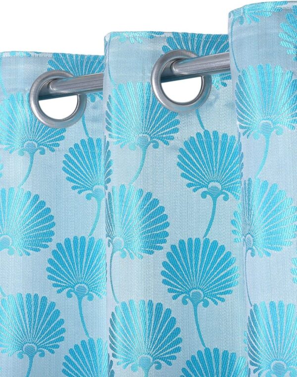 Premium 8 Feet Aqua Curtains for Doors | Modern Eyelet Parda Set - Image 3