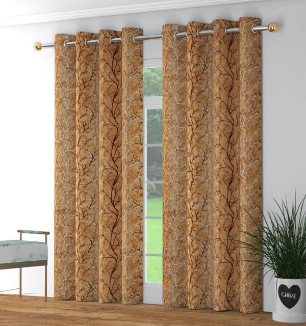 Elegant Gold Room Darkening Curtains - 6 Feet, Pack of 2 - Image 2