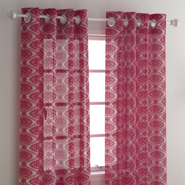 HOKIPO 5 Feet Long Sheer Window Curtains Set of 2 in Red - Image 7