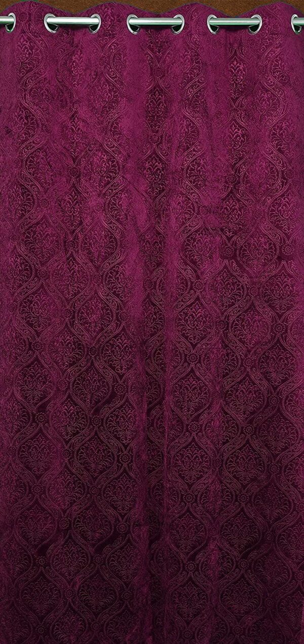 Fabrilia Velvet Eyelet Damask Window Curtain for Elegant Living Room Decor - Image 4