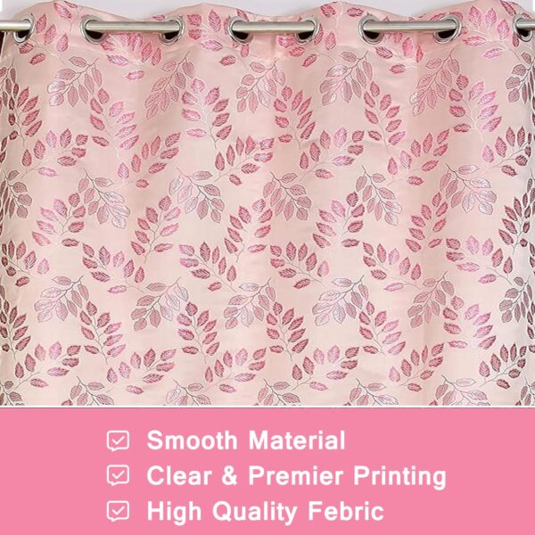 Premium Pink Jacquard Window Curtains - Modern 5 Feet Long Eyelet Design - Image 7