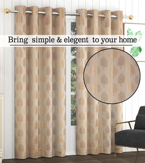 Premium Betel Leaf Curtains: 7 Feet Semi Blackout Beige Eyelet Parda - Image 3