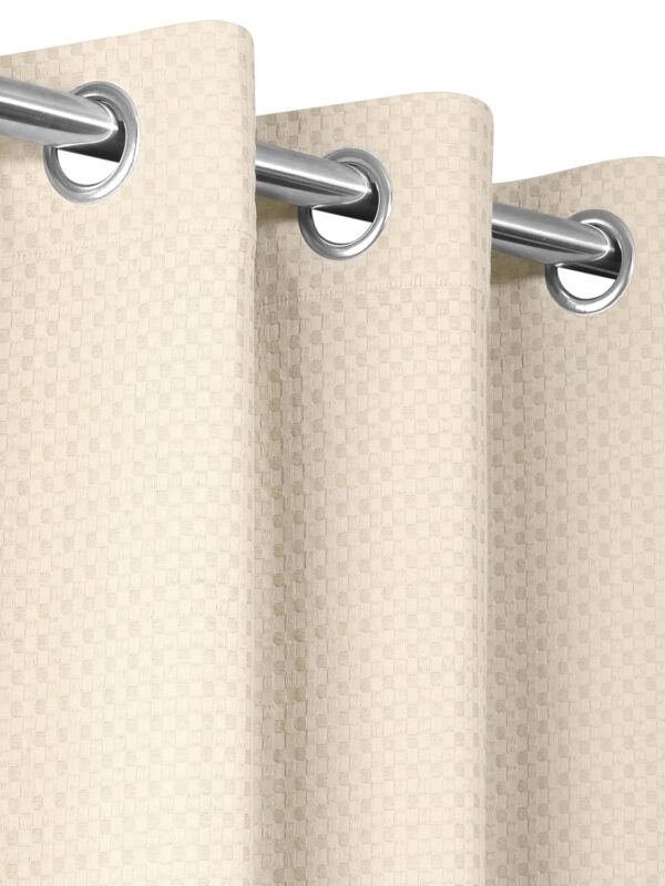 Waffle Cotton Room Darkening Curtains: Enhance Your Space with Elegant Ivory Stripes - Image 2