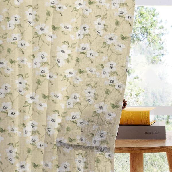 Decorative Floral Printed Cotton Sheer Curtains for Elegant Home Decor - Image 4