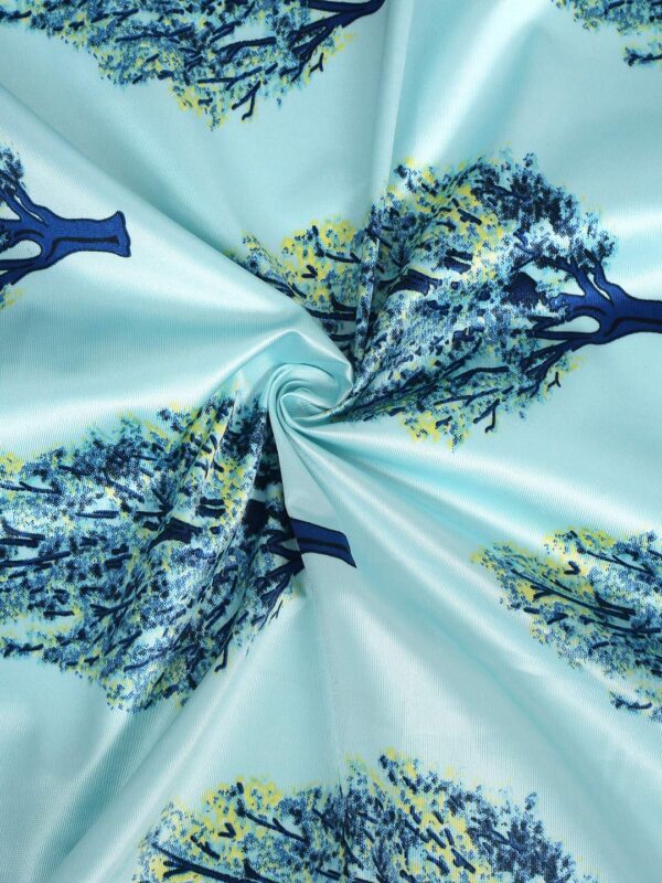 Cortina Blue Leaf Design Curtains: Stylish 7 Feet Eyelet Door Panels - Image 3