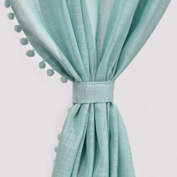 Luxury Aqua Sheer Polyester Curtains Set for Bedroom and Living Room - Image 2