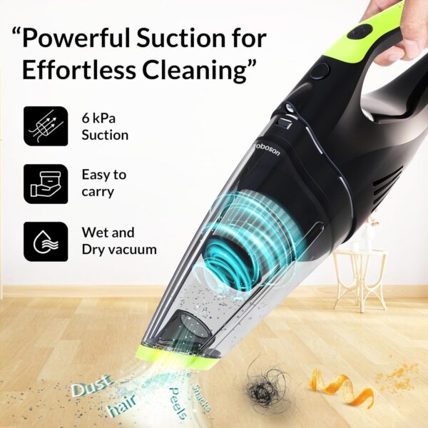 Powerful Roboson VC201 Cordless Vacuum for Home and Car Cleaning - Image 2