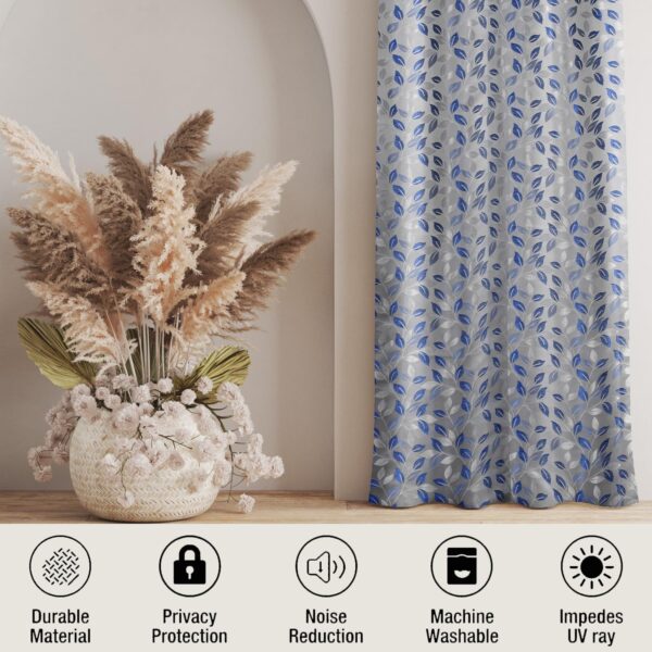 Stylish 7-Foot Blue Door Curtains | Premium Polyester Eyelet Parda Set - Image 5