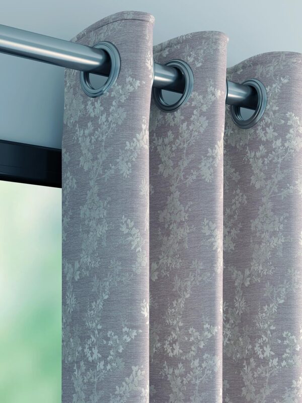 Elegant Purple Jacquard Leaves Curtain for Room Darkening - 7 FT Door Length - Image 2