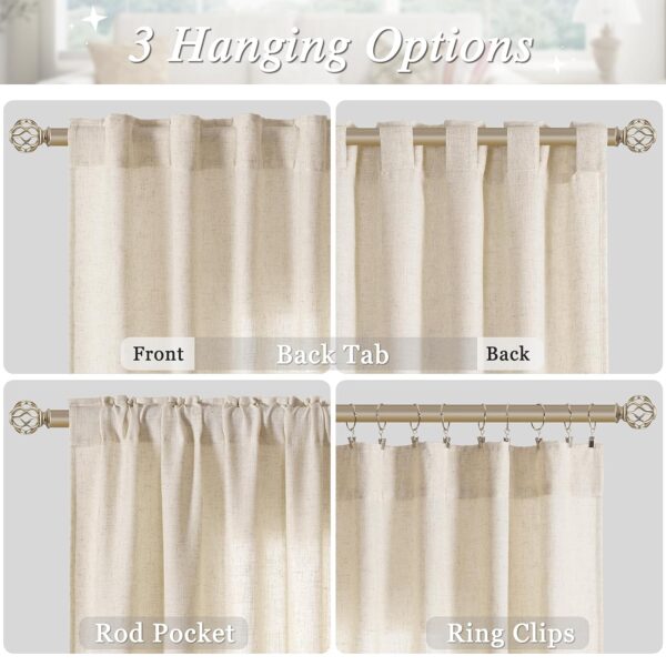 Linen Semi Sheer Curtains for Vintage Boho Farmhouse Living Room Decor - Image 2