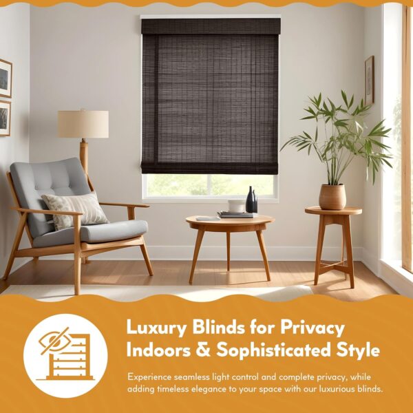 Radiance Cordless Roman Shade in Espresso - 64" H x 30" W Size - Image 5