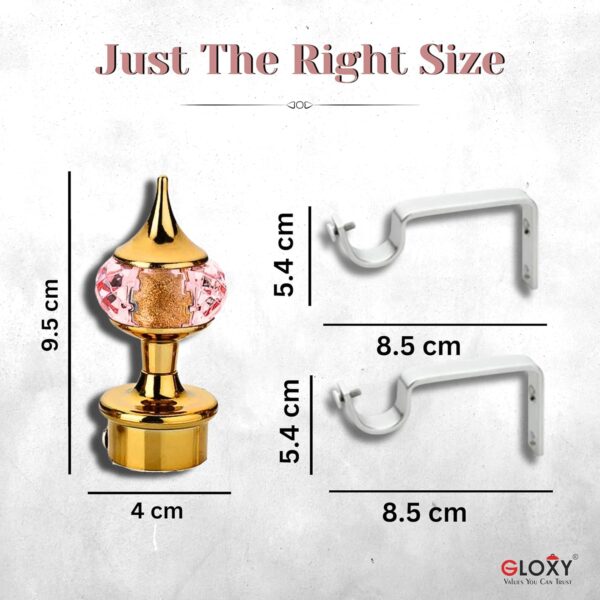 Stylish GLOXY Diamond Curtain Brackets for 1 Inch Rod Pocket Finials - Image 3