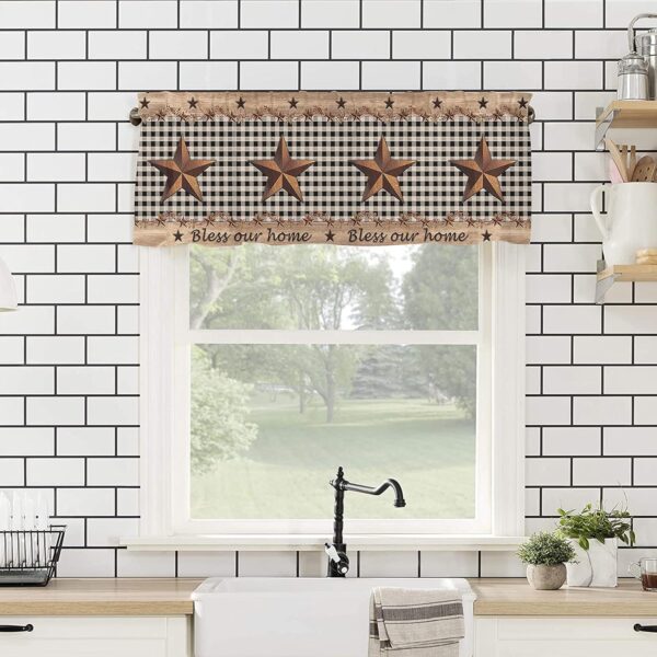 Farmhouse Black Plaid Valance for Living Room and Kitchen Window Treatments - Image 4