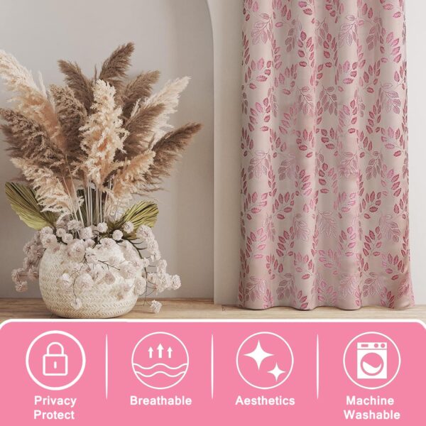 Premium Pink Jacquard Window Curtains - Modern 5 Feet Long Eyelet Design - Image 6