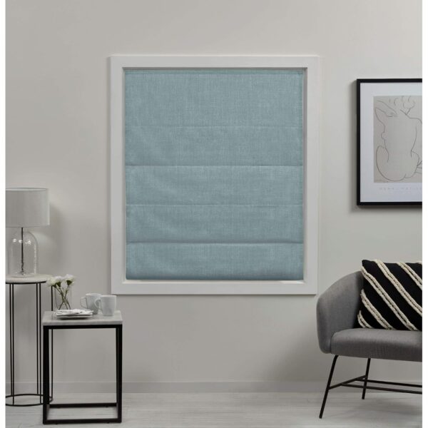 Acadia Total Blackout Roman Shade: Stylish Aqua Curtains for Ultimate Privacy - Image 2