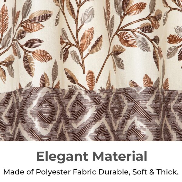 HOKIPO 7-Foot Brown Polyester Printed Curtains with Tieback - Set of 2 - Image 3