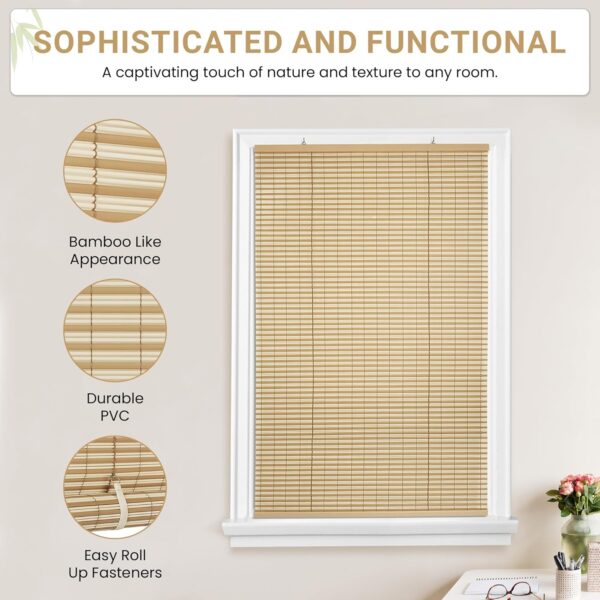 Beige Oval Cordless Blinds: Stylish Light Filtering Roman Shades for Windows - Image 3