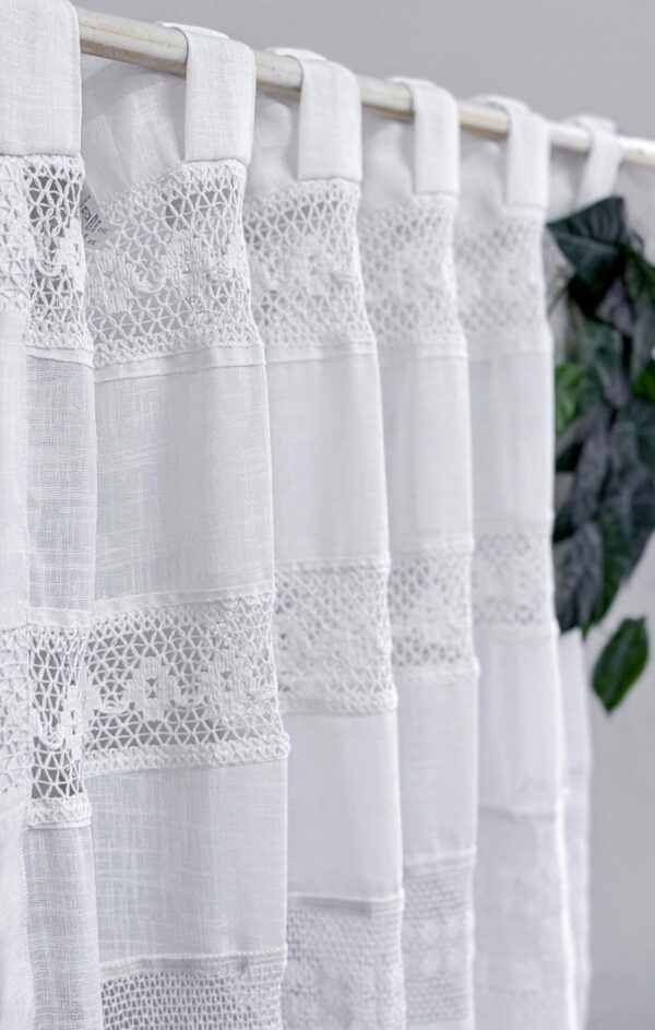 Elegant White Sheer Curtains with Lace for Doors - Tranquebar 7 Feet - Image 7