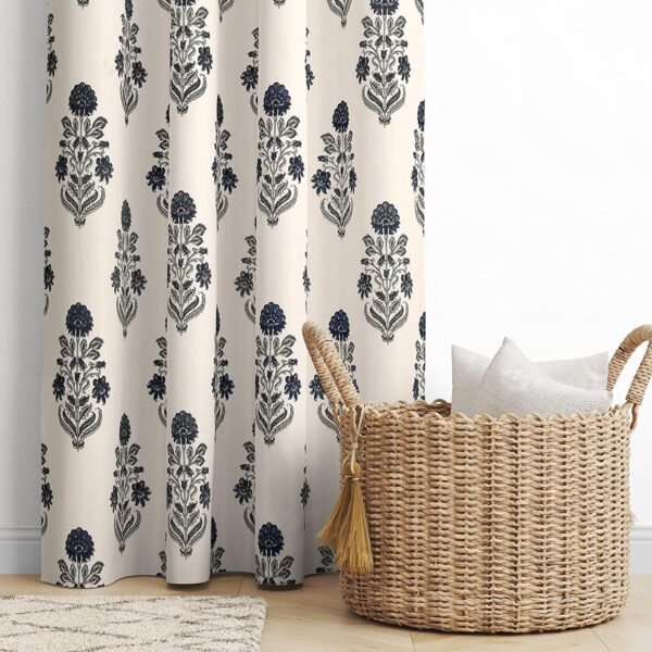 Floral Cotton Curtains for Living Room and Bedroom - 8 Feet Eyelet Design - Image 3