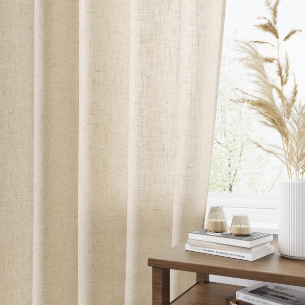 Linen Semi Sheer Curtains for Vintage Boho Farmhouse Living Room Decor - Image 5