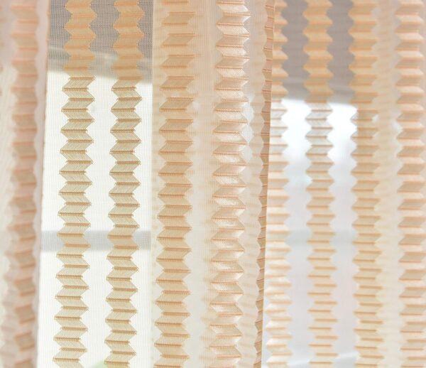 Elegant HFI Tissue Transparent Sheer Curtains - 7ft Beige Door Set of 2 - Image 3