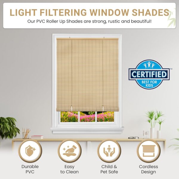 Beige Oval Cordless Blinds: Stylish Light Filtering Roman Shades for Windows - Image 5